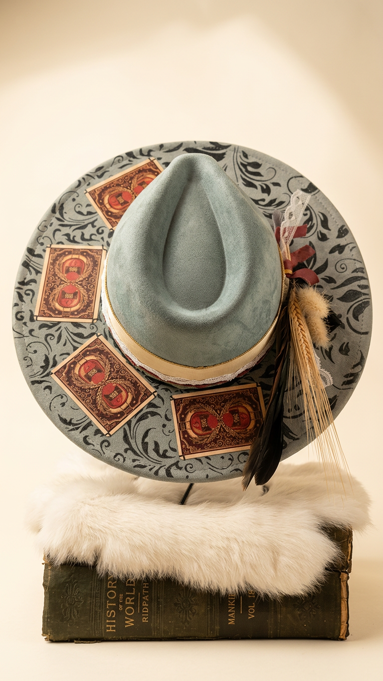 Custom burn art cowboy hat unique details